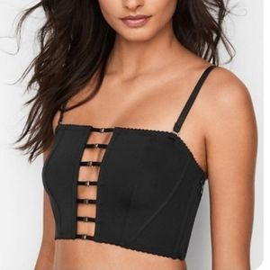 Victoria Secret Women's Unlined Open-Front Black Bralette NWT